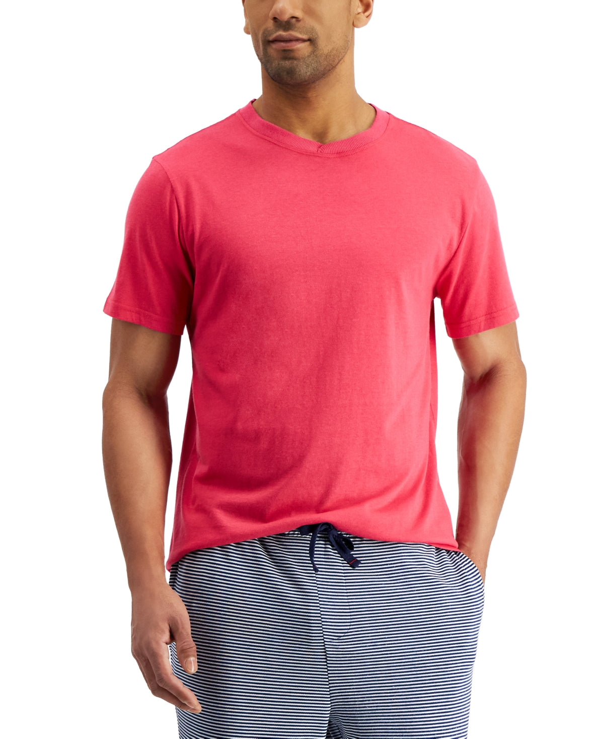 Club Room Mens Pajama Short Sleeve Crewneck T Shirt Raspberry Wine Red XXL