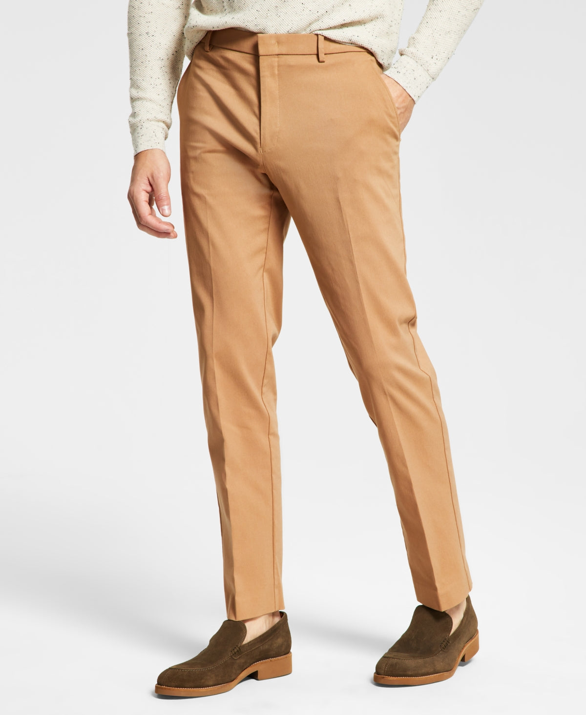 Tommy Hilfiger Men's Modern Fit Stretch Performance Dress Pants Dark Tan 33 x 32