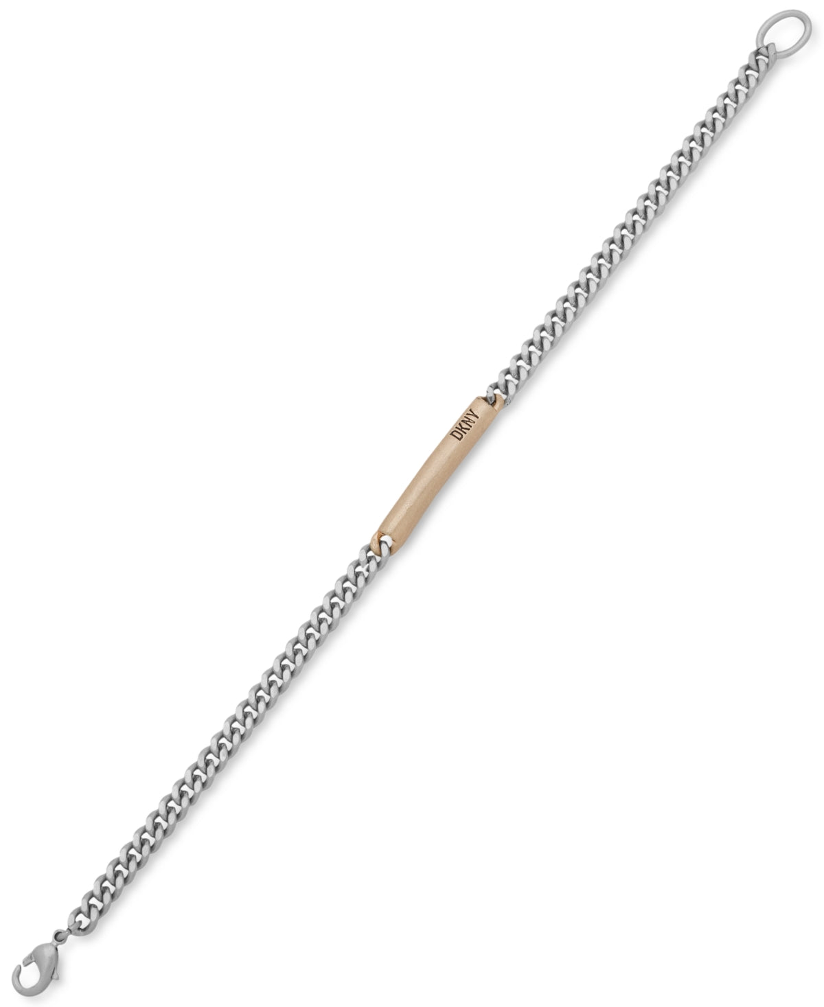 DKNY Mens Two Tone Logo ID Flex Bracelet Gold