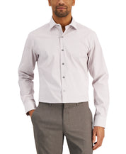 Alfani Mens Stripe Button Down Dress Shirt White Berry 14 - 14.5 / 32 - 33