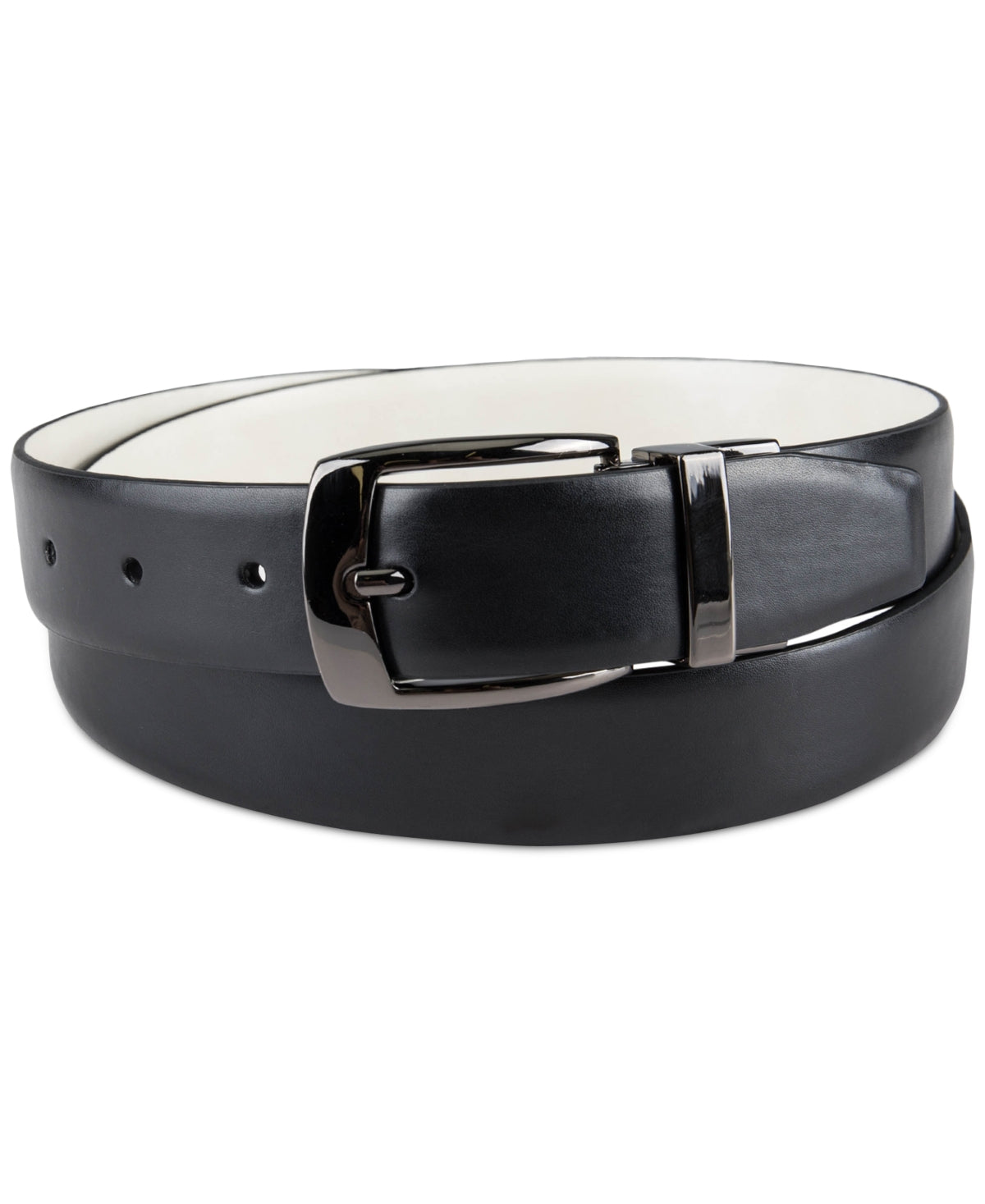 Alfani Men's Modern Reversible Dress Belt White Black Medium 34 36
