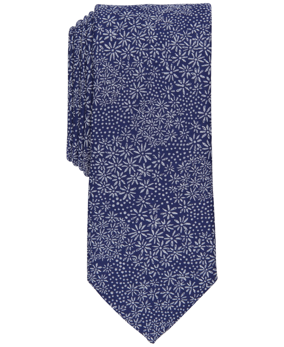 Bar III Mens Floral Blue Necktie Navy OS