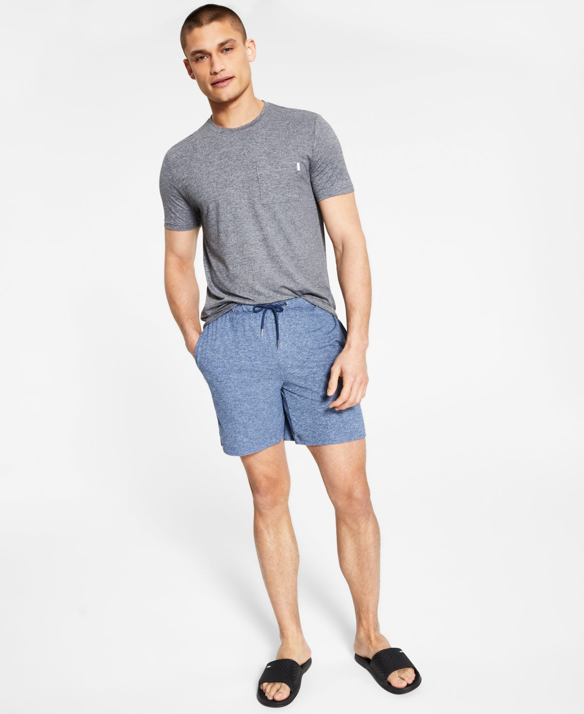Alfani Men's Drawstring Performance Shorts  Lake Heather Dark Blue Xxl