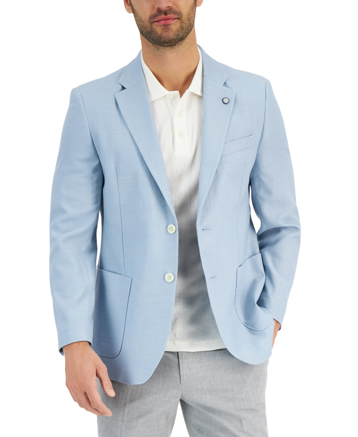 Nautica Mens Modern fit Linen Sport Coat Blazer 40 S Blue Solid