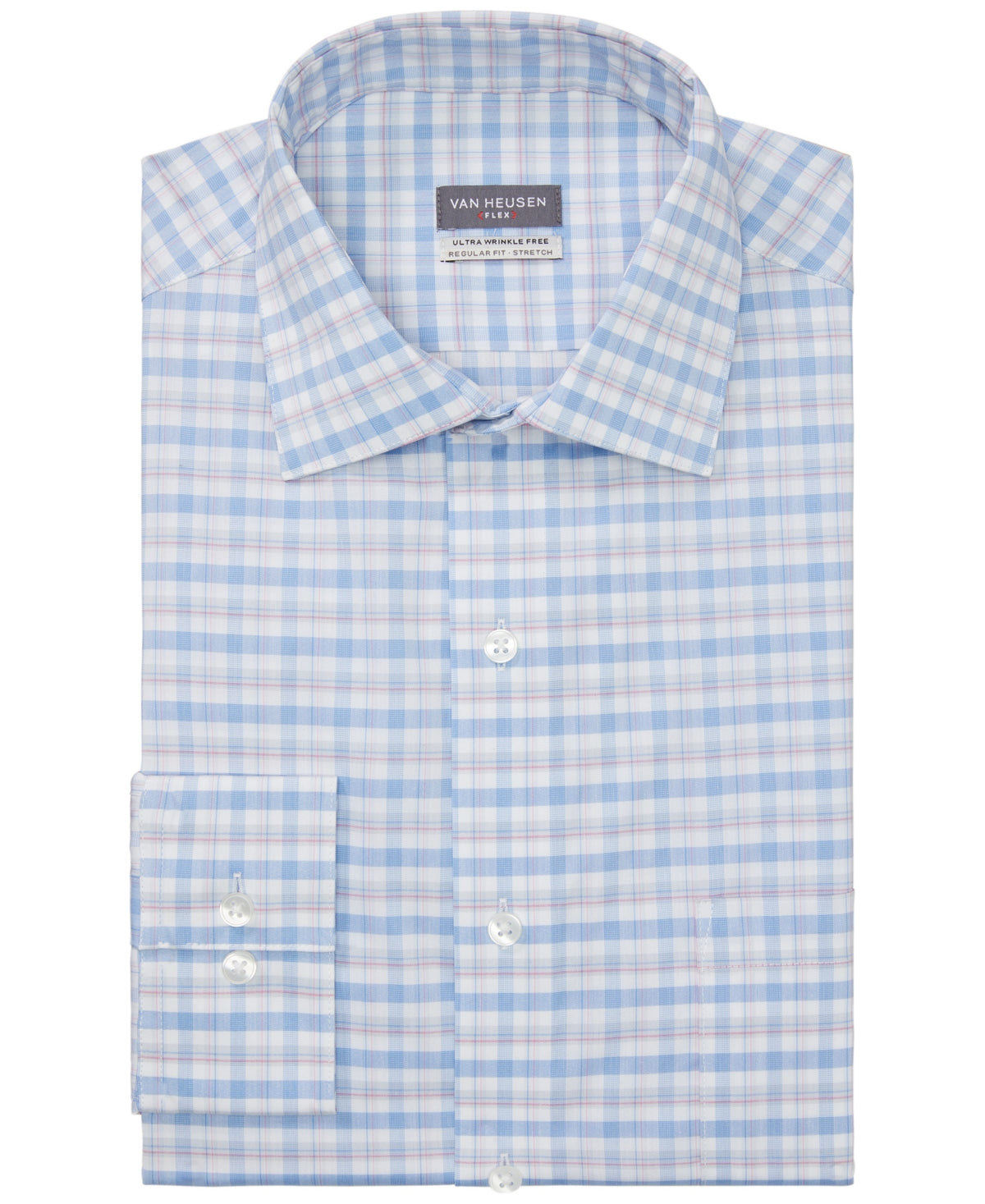 Van Heusen Mens Regular Fit Button Down Dress Shirt Blue Rose 15-15.5 / 32-33