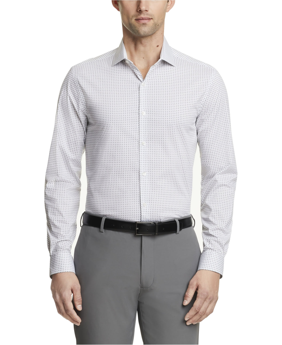 Van Heusen Men's Never Tuck Slim Fit Dress Shirt Vine White 16 16.5 32 33