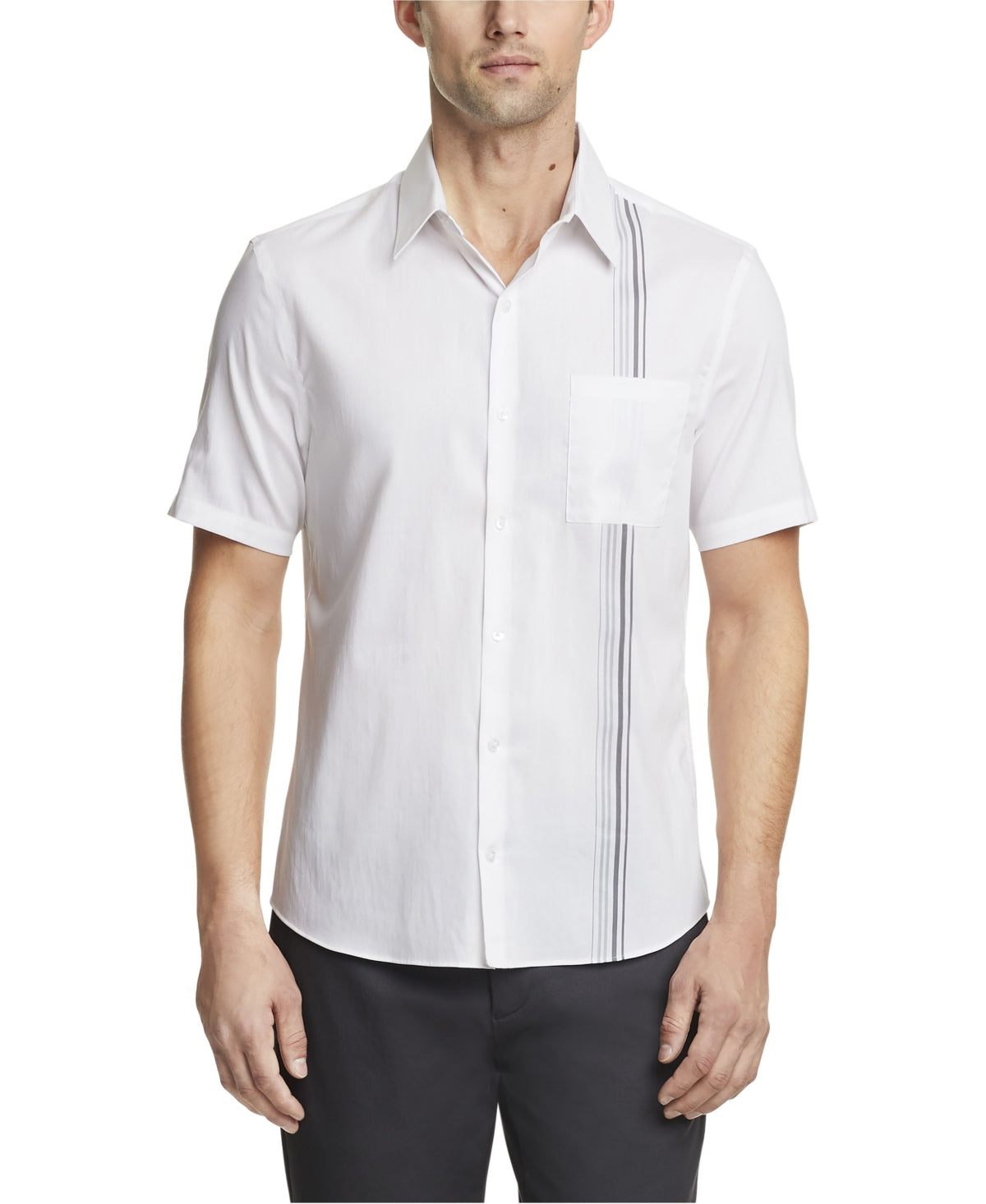Calvin Klein Men's Extra Slim Fit Short Sleeve Button Down Shirt Gray Large