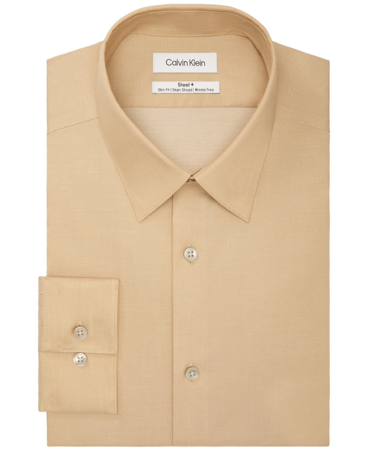 Calvin Klein Mens Slim fit Dress Shirt Medium 15 in 32-33 Beige Solid