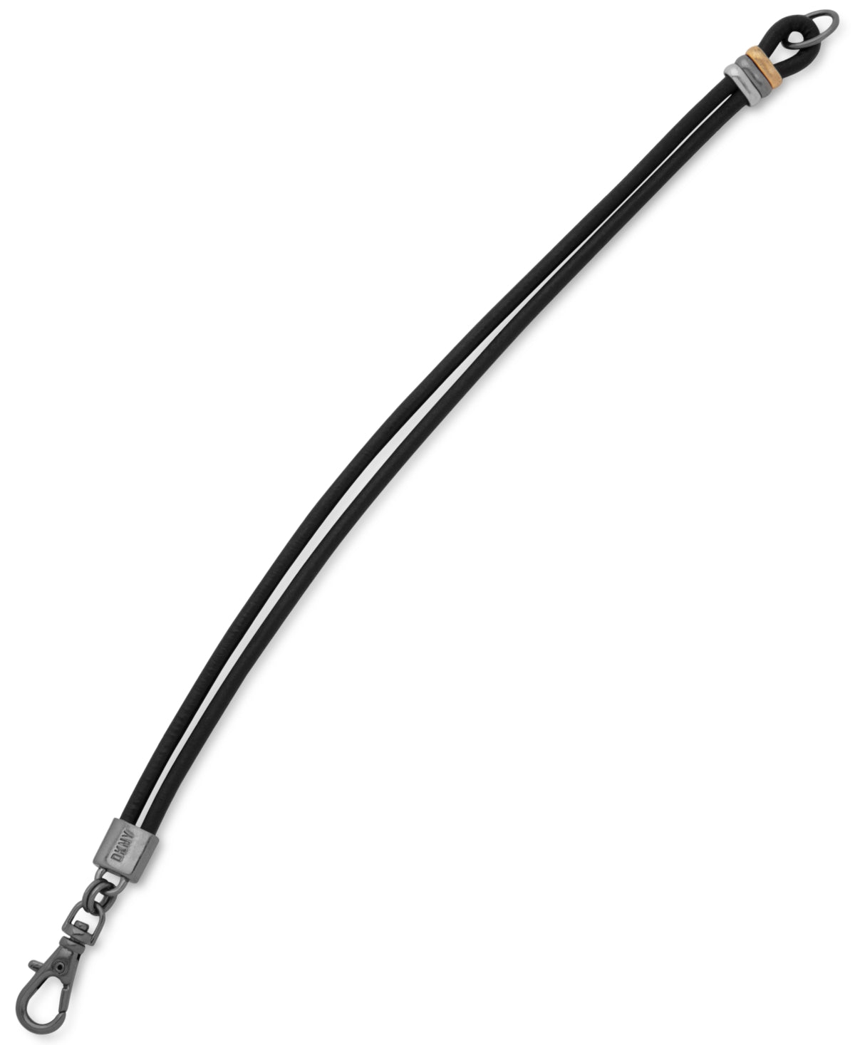DKNY Mens Tri Tone Black Leather Bracelet Open