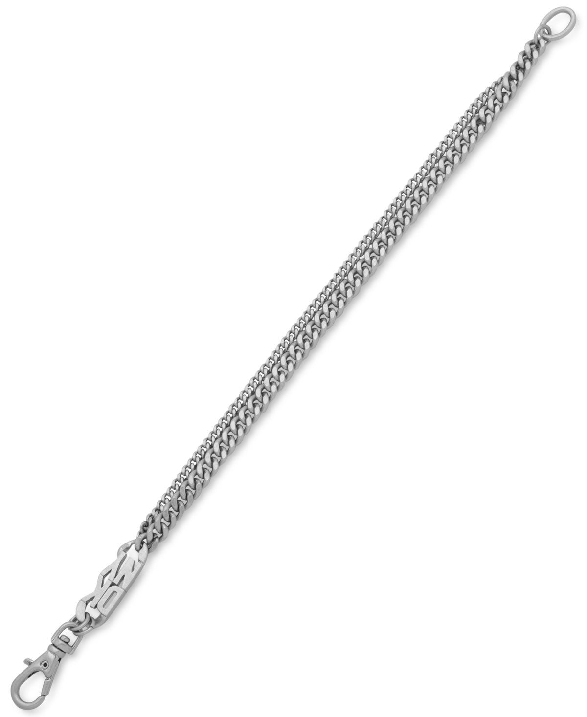 Dkny Men's Silvertone Logo Flex Bracelet  Osfa