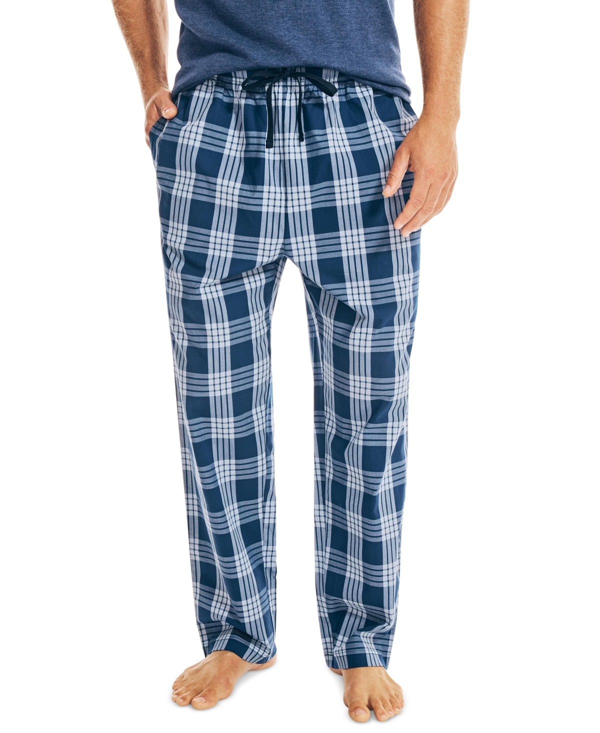 Nautica Men's Check Poplin Pajama Pants Nautica Blue Large