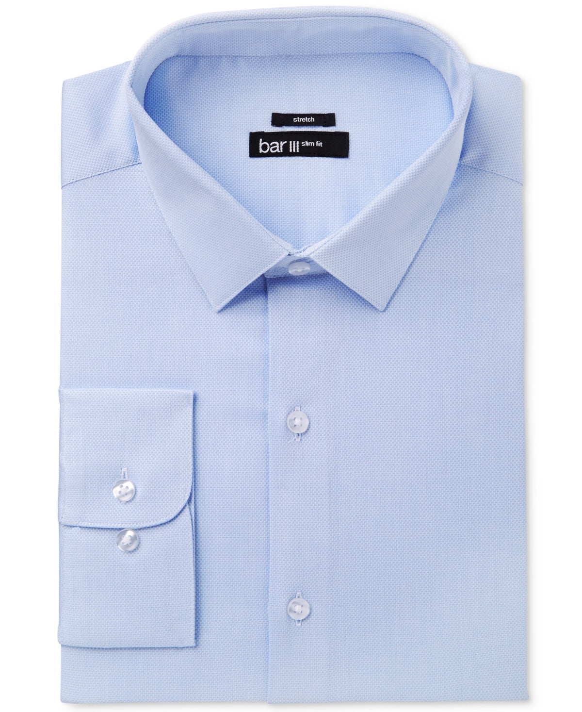 Bar III Men's Slim Fit Stretch Button Down Dress Shirt Light Blue Medium