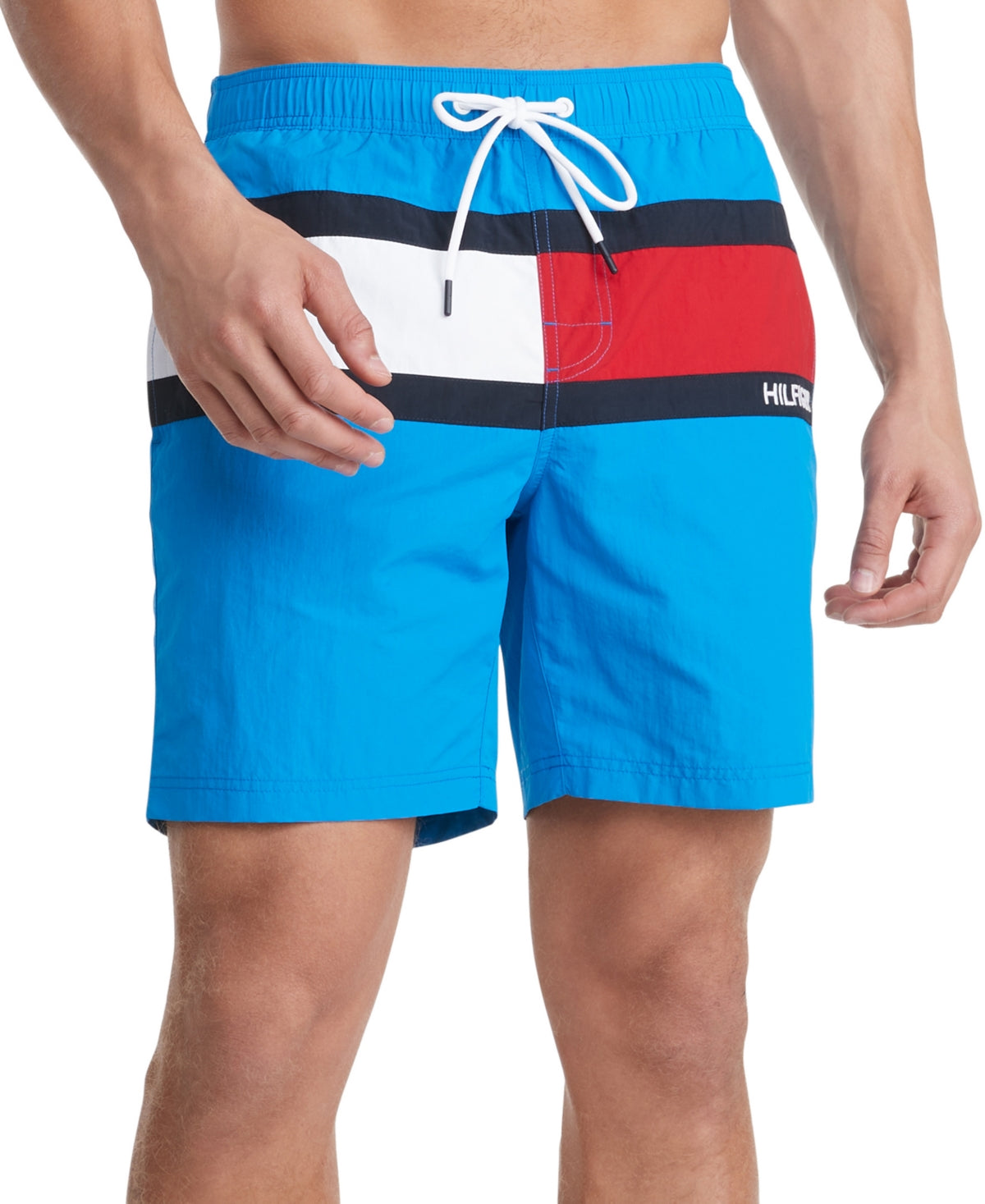 Tommy Hilfiger Mens Flag Swim Trunks Blue Red Small