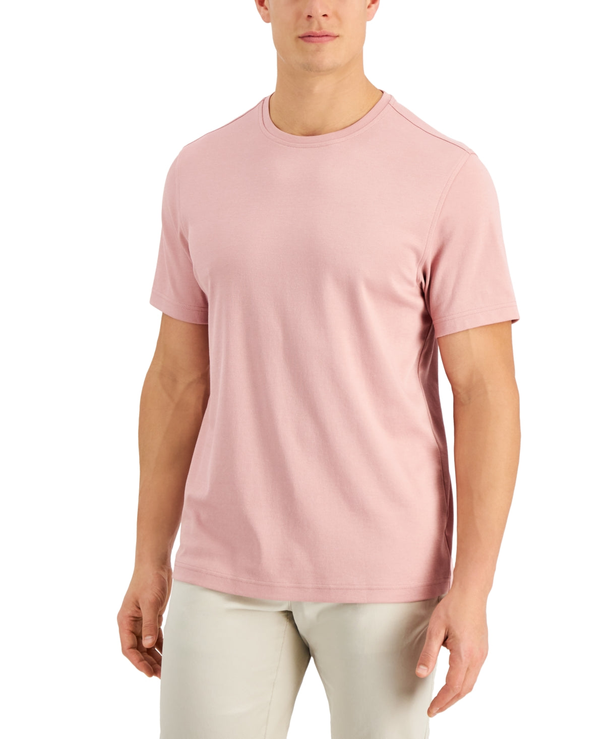Alfani Mens Supima Crewneck T-Shirt Pink Mauve Cloud XL