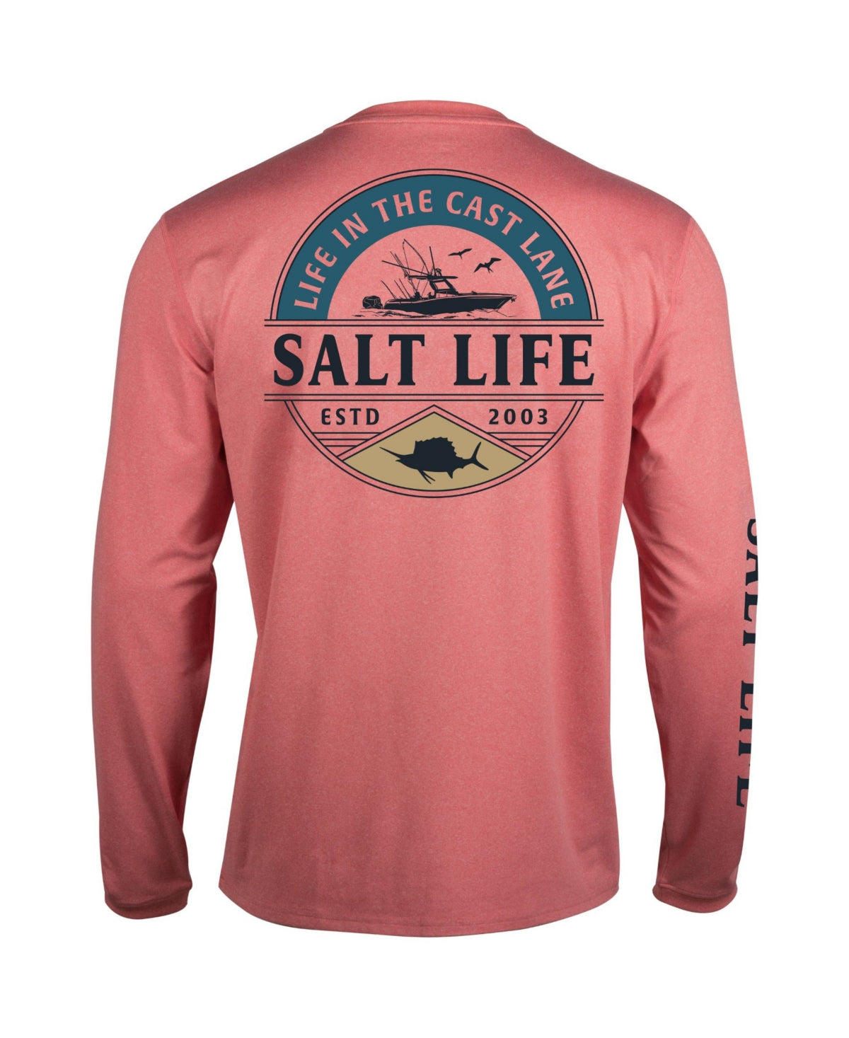 Salt Life Men's Long Sleeve Crewneck Shirt Deep Sea Cruise Burnt Coral red XXL
