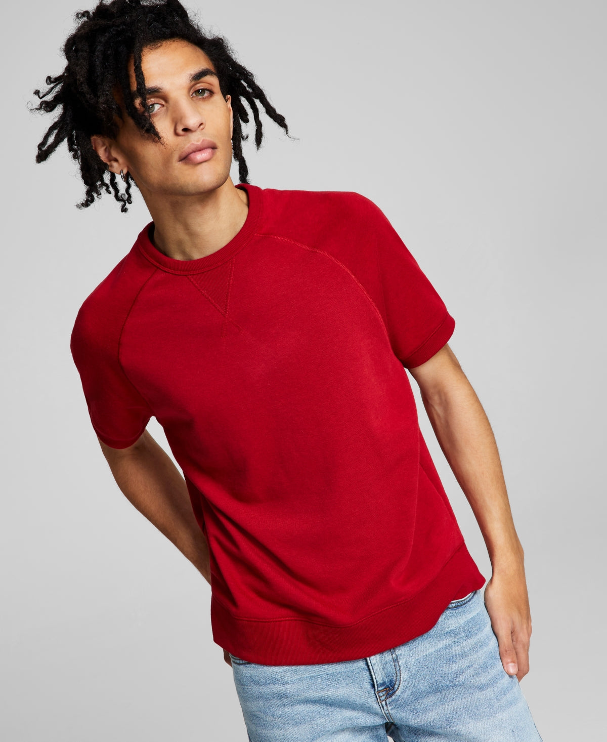 And Now This Men's Short Sleeve Sweatshirt  Crimson Red Medium