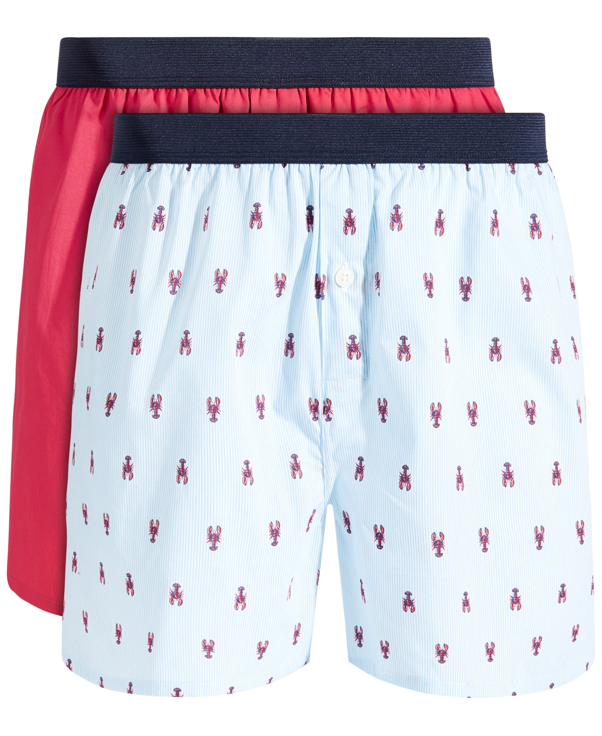 Club Room Mens 2-Pk. Lobster Solid Boxer Short Underwear Blue Raspberry Medium