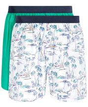 CLUB ROOM Men's 2-Pk. Tropical & Solid Boxer Shorts White Green Large