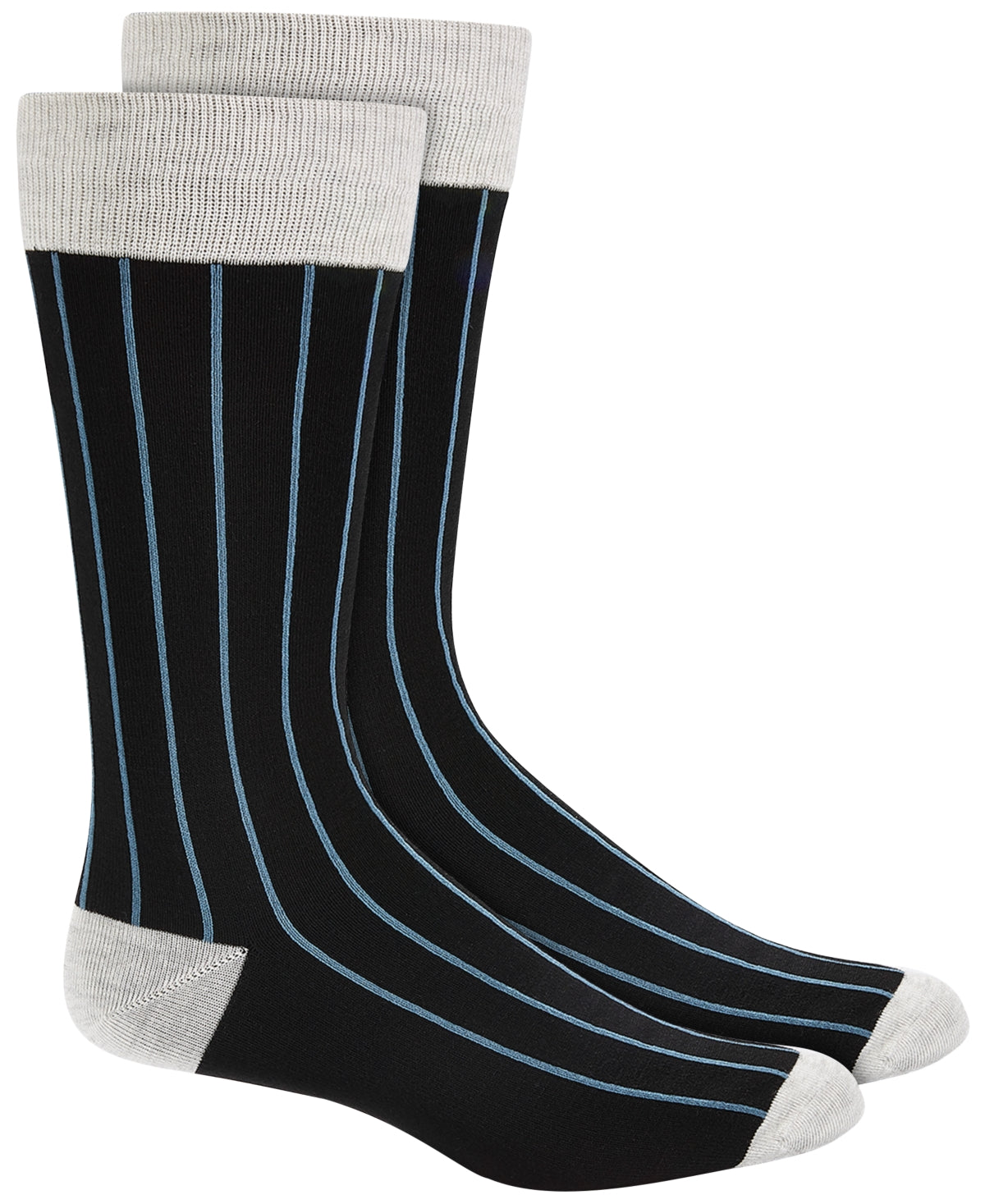 Alfani Mens Black Striped Crew Socks One Size