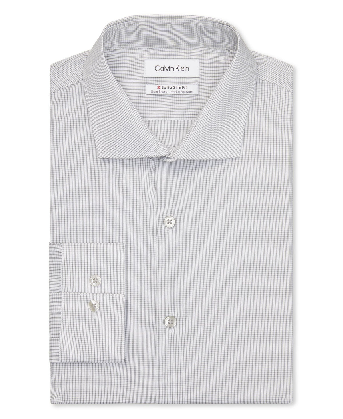Calvin Klein Men's Extra Slim Fit Stretch Dress Shirt Small Grey