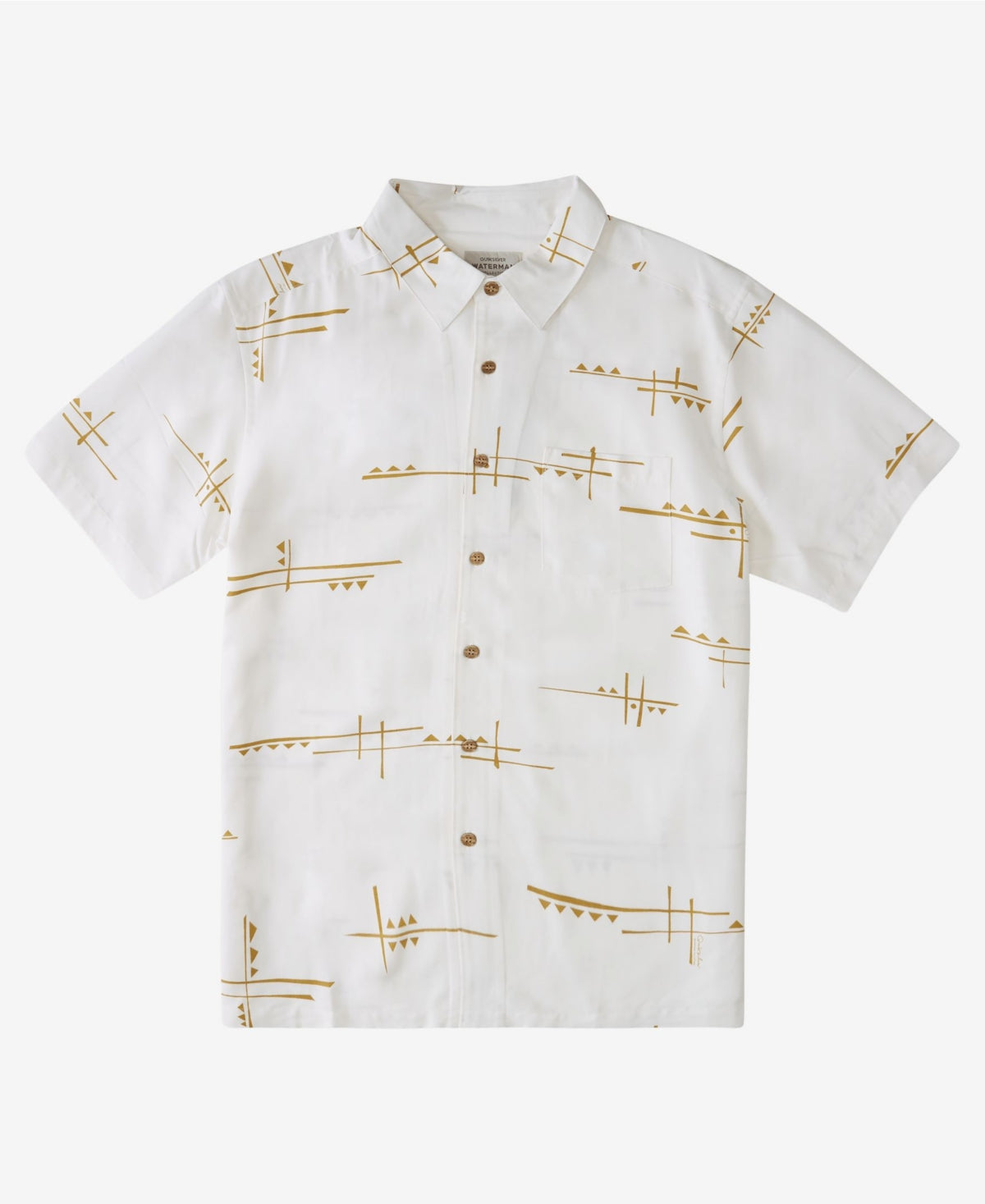 Quiksilver Tiki Mens Aztec Buttondown Shirt Gold Large