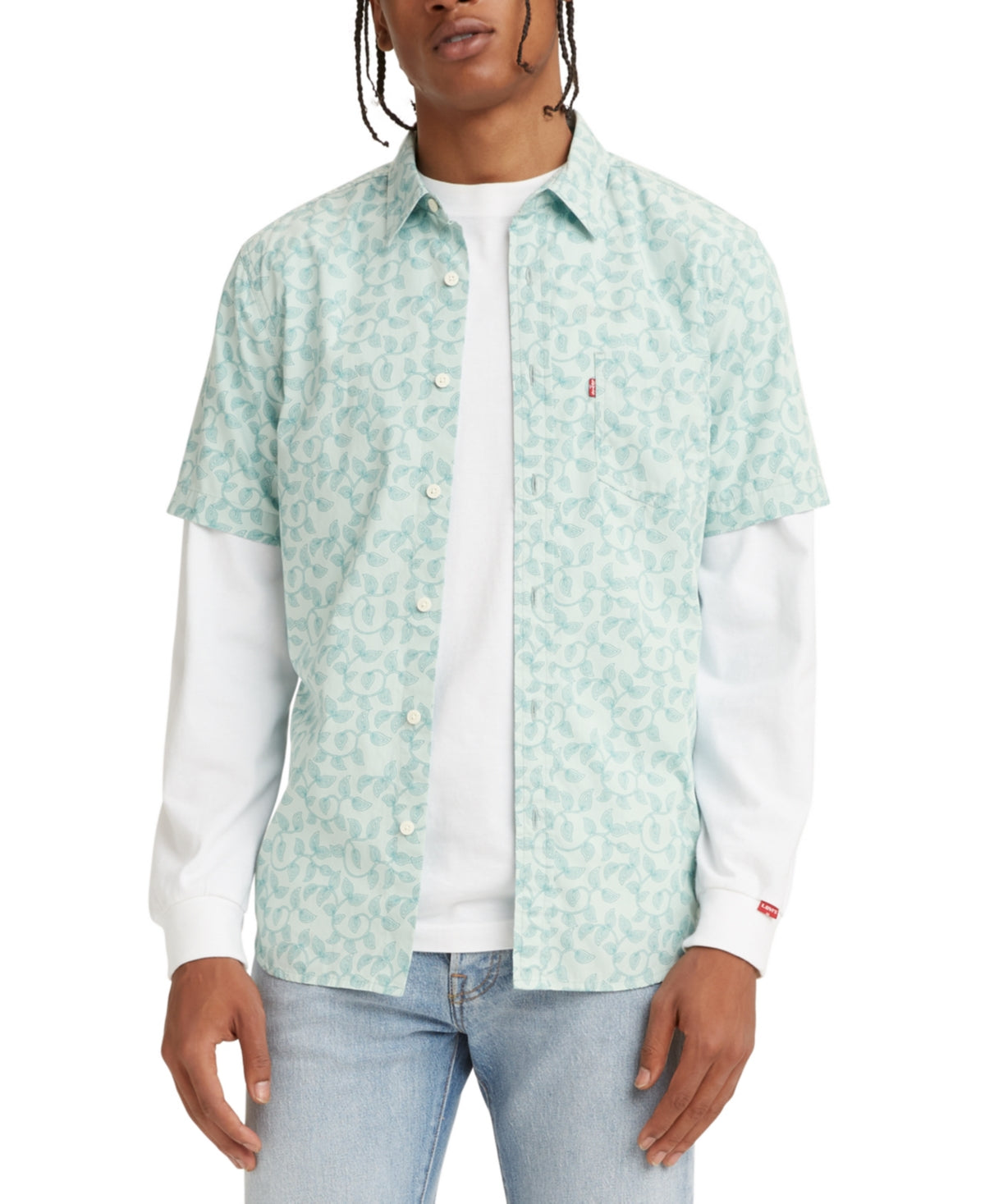 Levi's Mens Classic 1 Pocket Short Sleeve Shirt Green 2XL