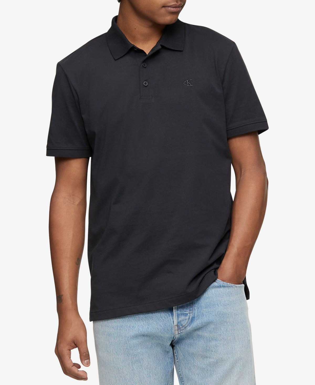 Calvin Klein Mens Regular Fit Embroidered Polo Shirt Black Beauty Medium