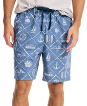 Nautica Men's Aloha Nautical print Sleep Shorts  Blue Xl