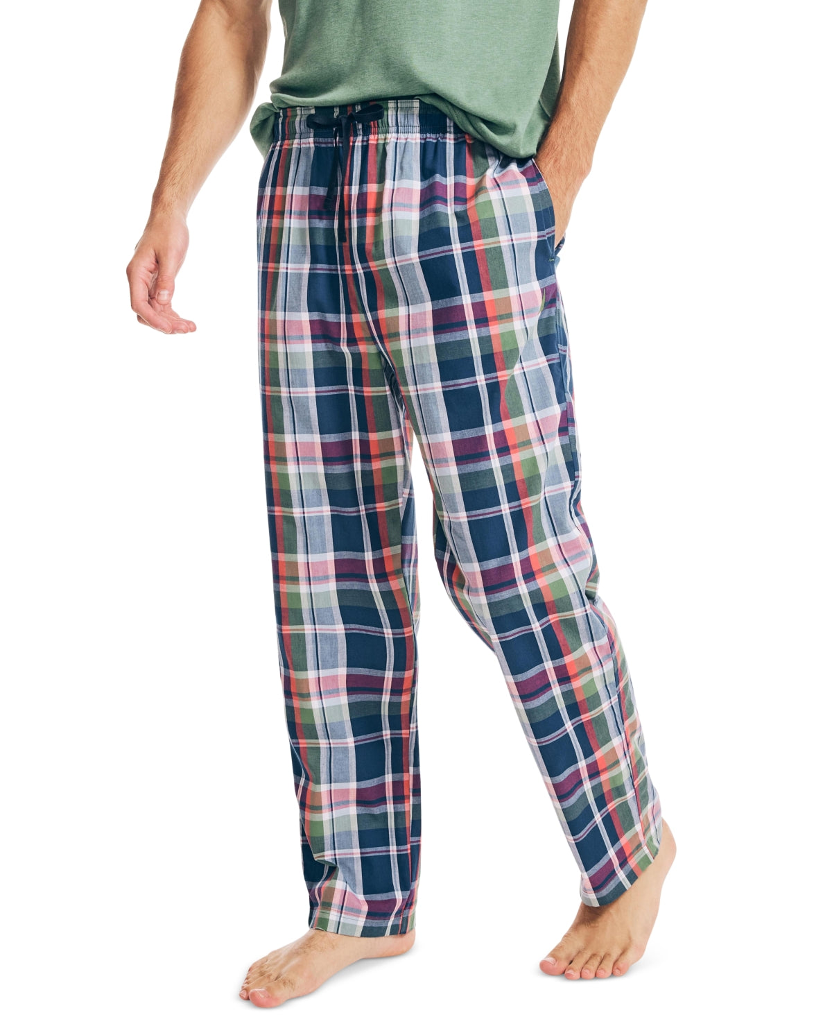 Nautica Men's Check Poplin Pajama Pants  Dark Ivy  Green Small
