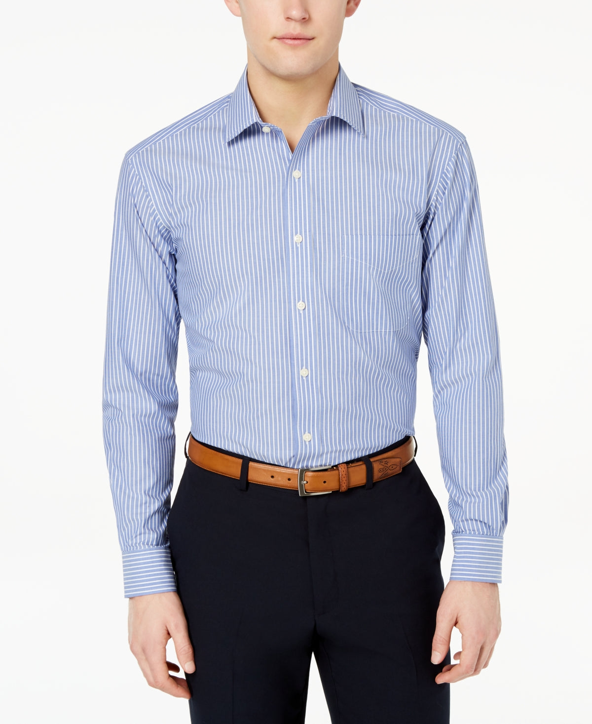 Club Room Men's Regular Fit Cotton Button Down Dress Shirt Blue 15.5 34 35