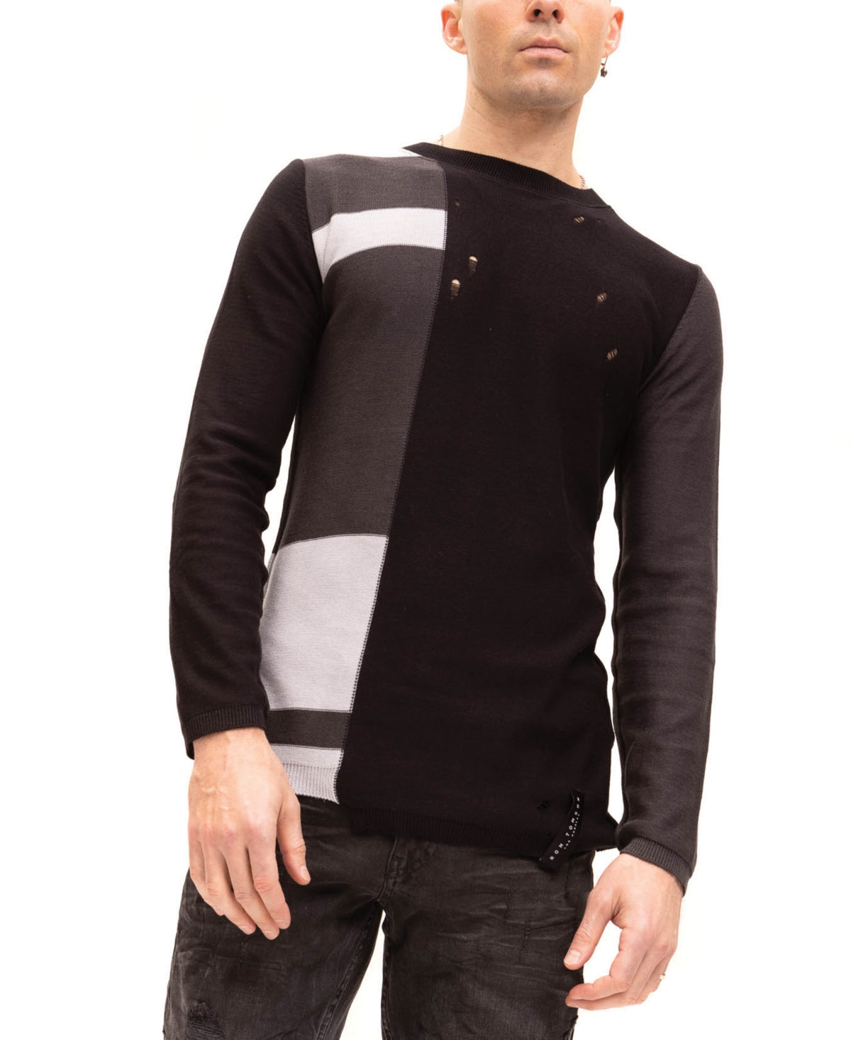 Ron Tomson Mens Modern fit Crew Neck Crewneck Sweater Small Black
