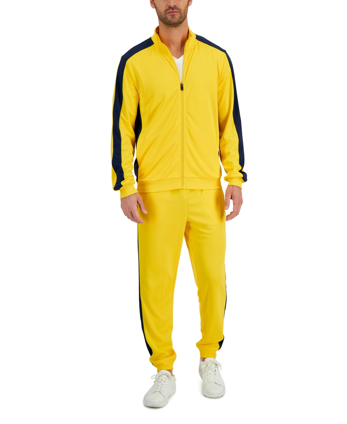 ID Ideology Men's Regular fit Lemon/Navy Knit Jacket XL