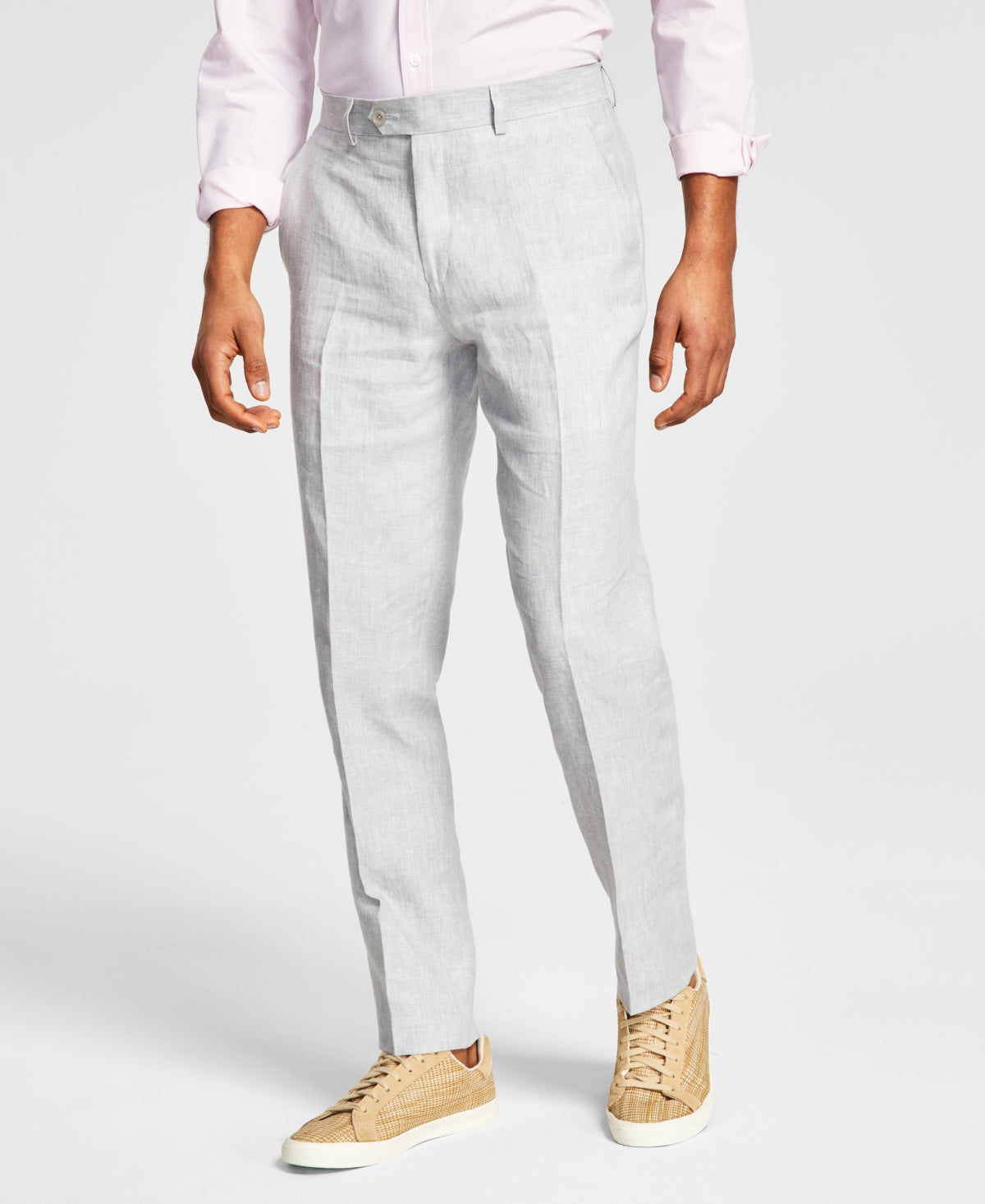 Bar Iii Men's Slim fit Textured Linen Suit Separate Pants Gray 32 X 32