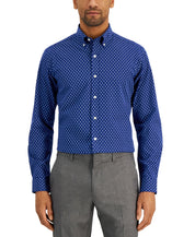 Club Room Mens Ditsy Floral Button Down Dress Shirt Navy Blue XL