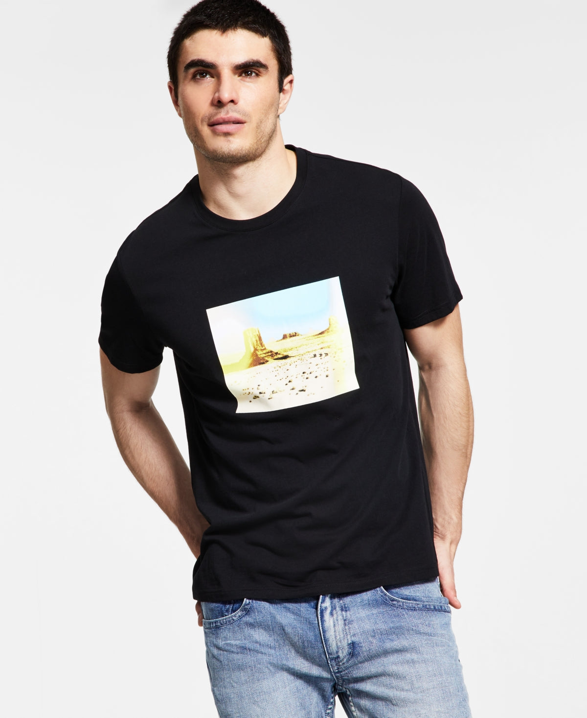 International Concepts Men's Desert Graphic T-shirt Deep Black Xxl