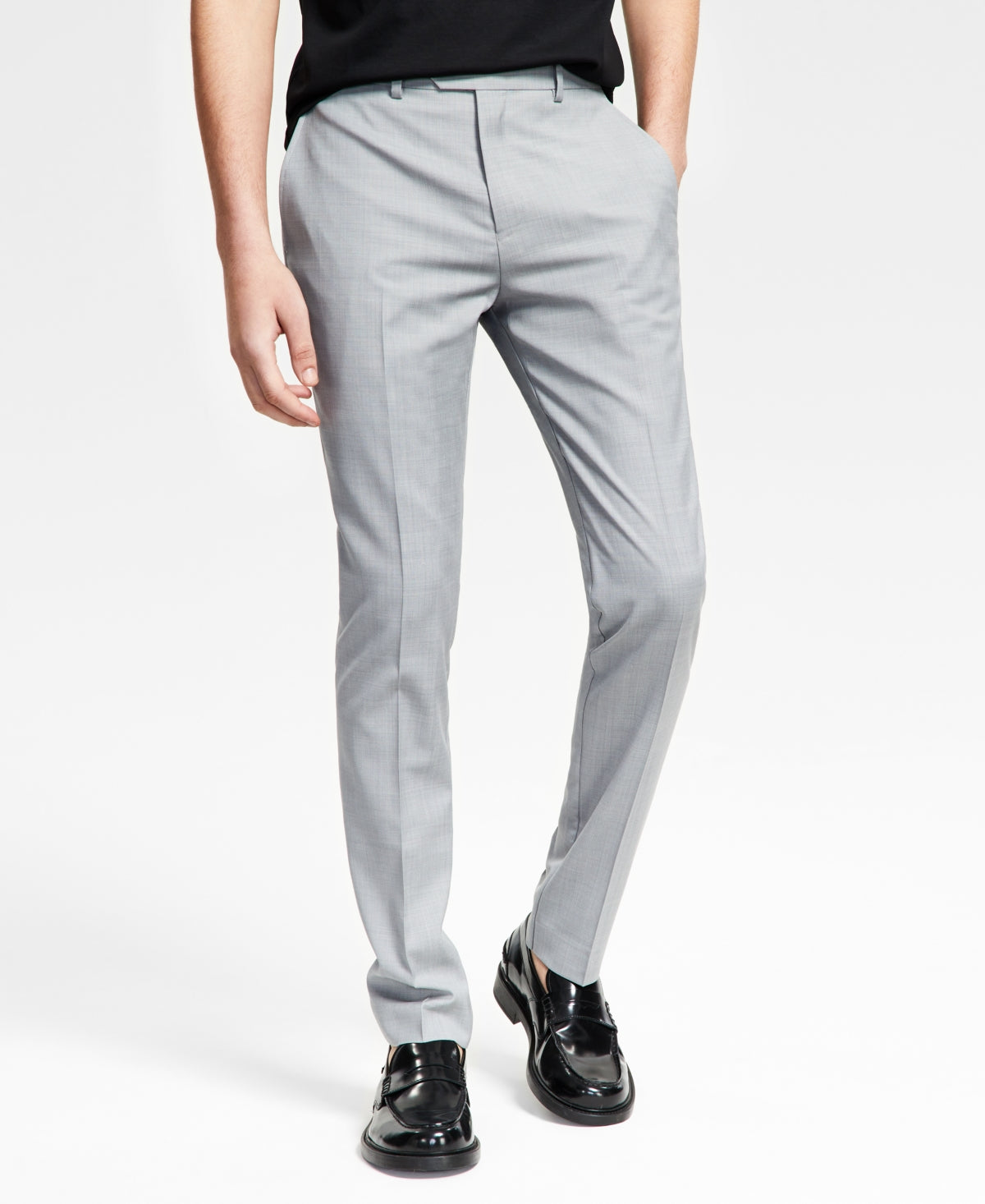 Bar Iii Mens Slim fit Dress Pants 34 / 30 Grey Solid