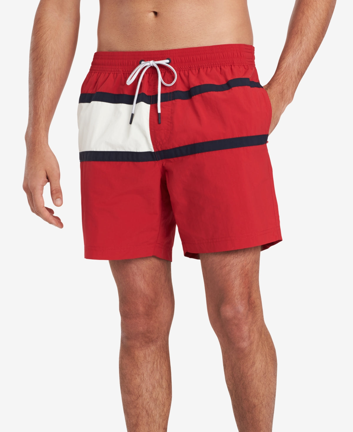 Tommy Hilfiger Mens Swimwear Big Tall Flag Swim Trunks Apple Red 3XL