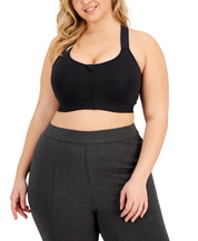 ID Ideology Womens Regular fit High Impact Zip Front Sports Bra 3X Black
