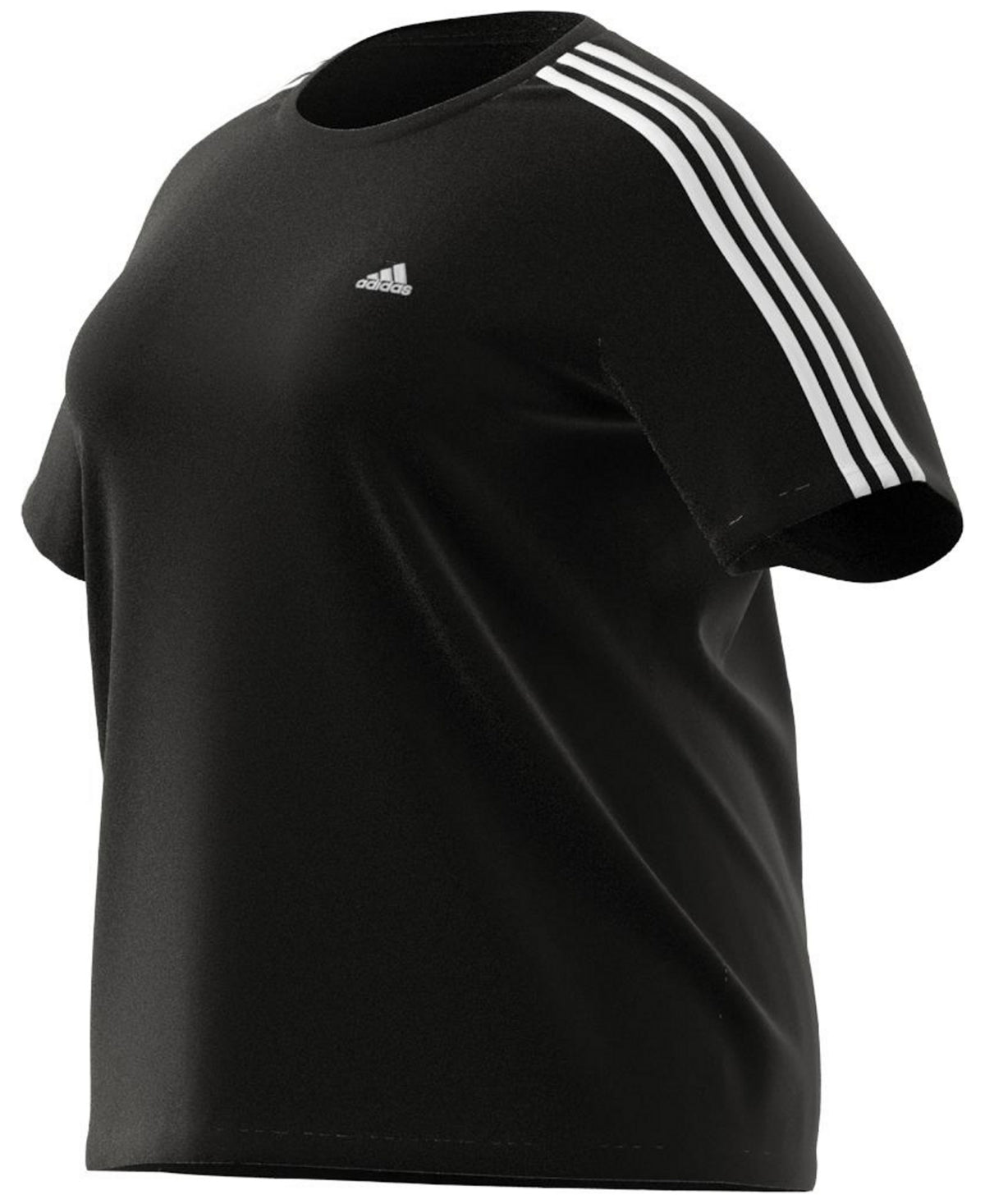 Adidas Womens Regular fit Short Sleeve 3 Stripes T-Shirt Shirt 3X Black Solid