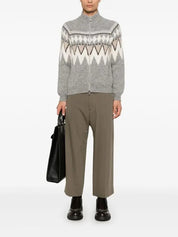 Peserico Mens Intarsia knit Cardigan Full Zip Sweater EU 50 US 40 Grey
