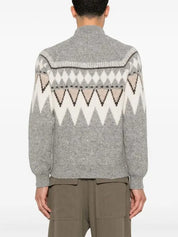 Peserico Mens Intarsia knit Cardigan Full Zip Sweater EU 50 US 40 Grey