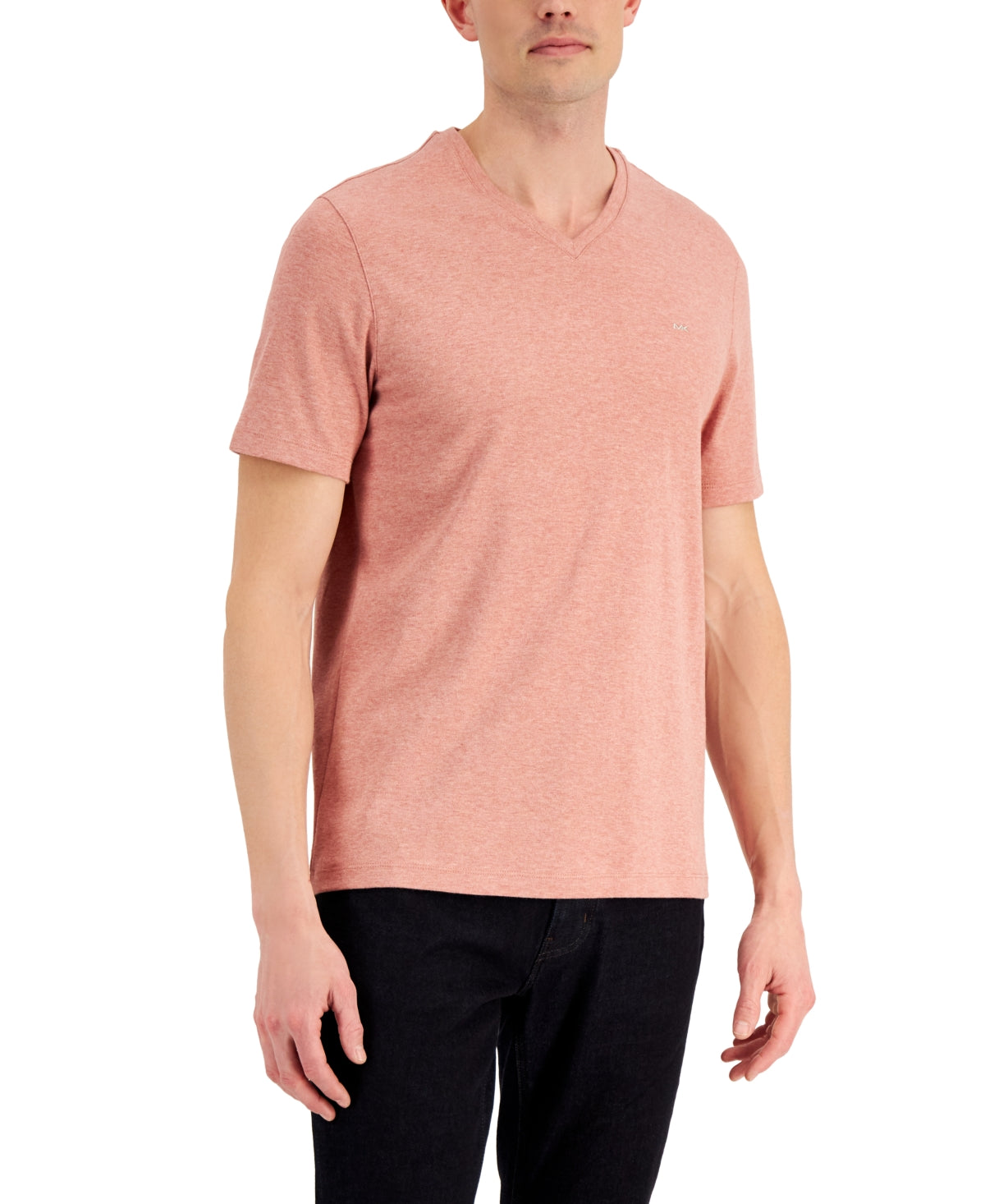 Michael Kors Mens Solid V-Neck Short Sleeve T-Shirt Dusty Rose XL