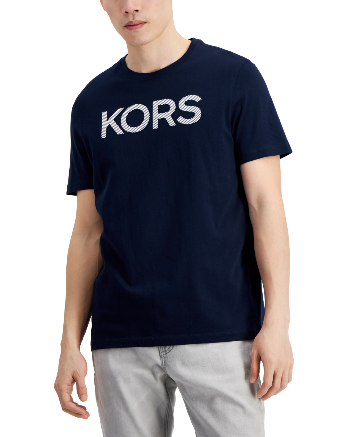 Michael Kors Men's Logo Graphic T Shirt XXL 2XL Navy Blue