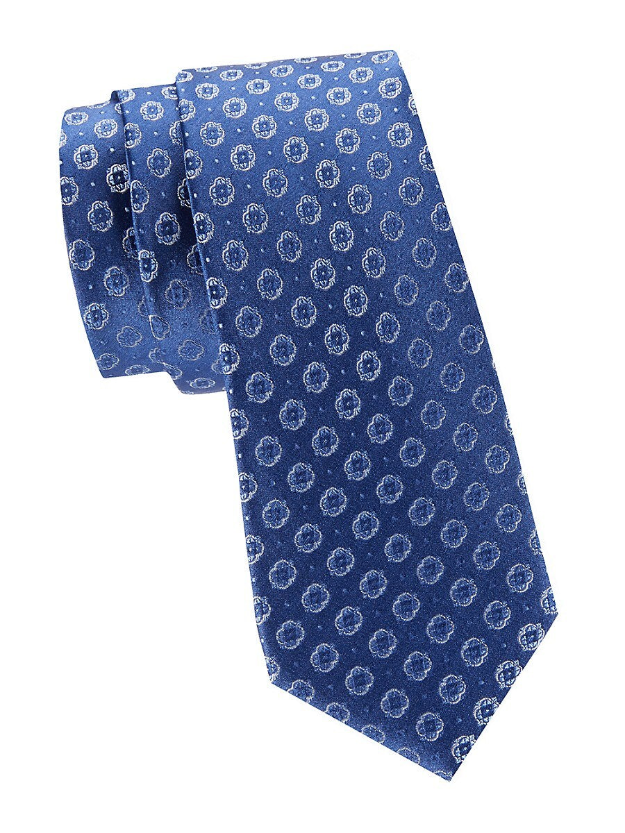 Calvin Klein Men's Floral Medallion Tie  Navy Blue Necktie