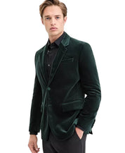 Hugo Boss Mens Slim fit Velvet Sport Coat Blazer 38 R Green Solid