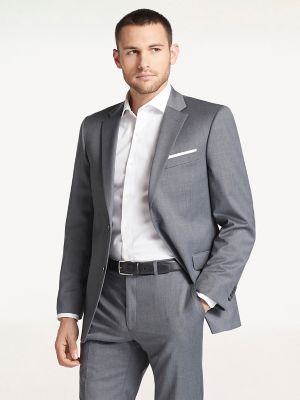Tommy Hilfiger Mens Slim fit Suit Jacket Blazer 52 L White Solid Stretch Wool
