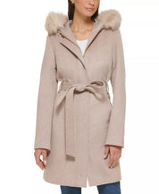 Cole Haan Women's Belted Coat Beige Bone Size 12 NO HOOD
