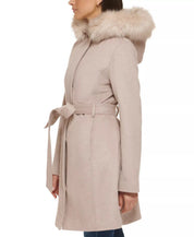 Cole Haan Women's Belted Coat Beige Bone Size 12 NO HOOD