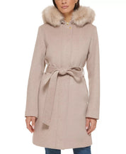 Cole Haan Women's Belted Coat Beige Bone Size 12 NO HOOD