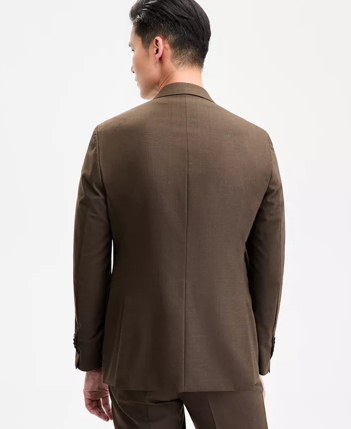 Hugo Boss Mens Modern fit Suit Jacket Blazer 42 R Brown Solid Stretch